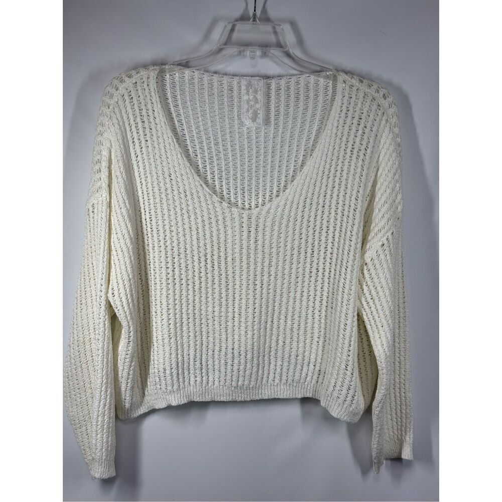 B22 - Sadie & Sage Cropped Scoop Neck Open Knit Sweater Size Large NWOT